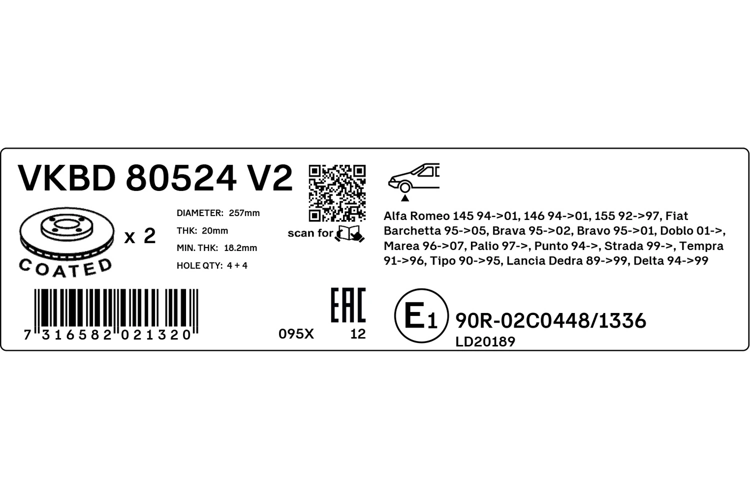 Disque de frein SKF VKBD 80524 V2