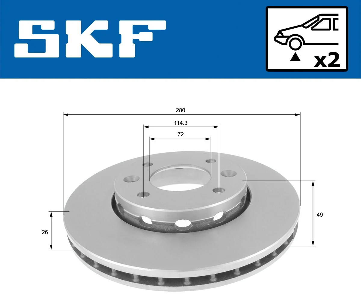 Disque de frein SKF VKBD 80387 V2