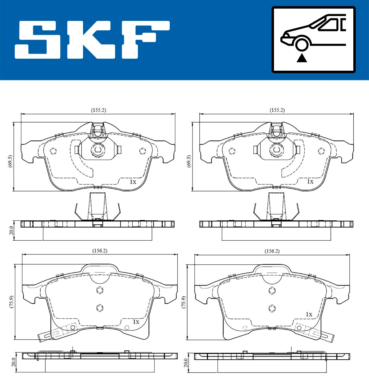SKF VKBP 80043 A — Колодки гальмівні дискові (комплект 4 шт)