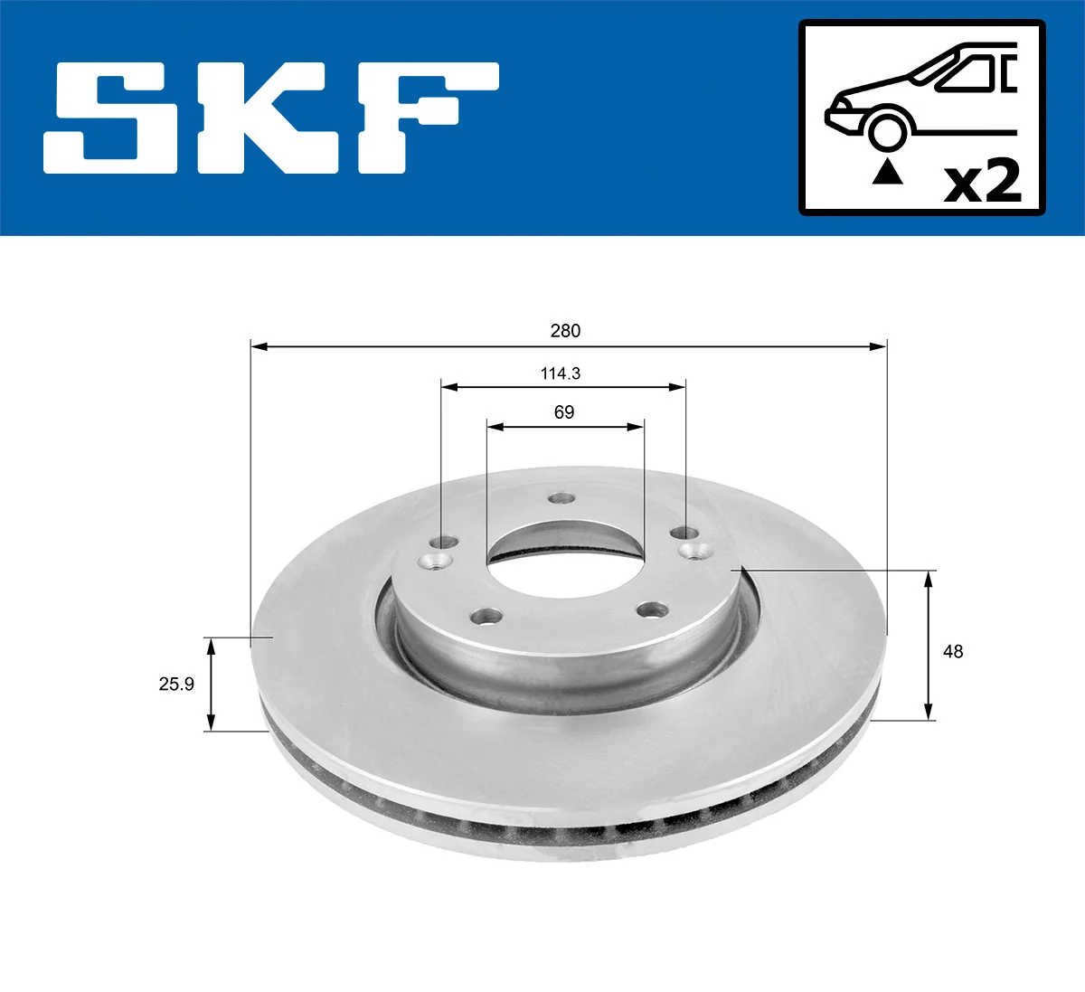 Disque de frein SKF VKBD 80029 V2