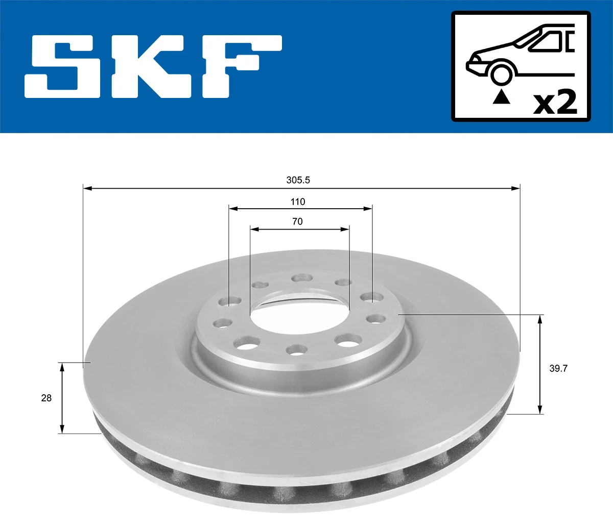 Disque de frein SKF VKBD 80110 V2