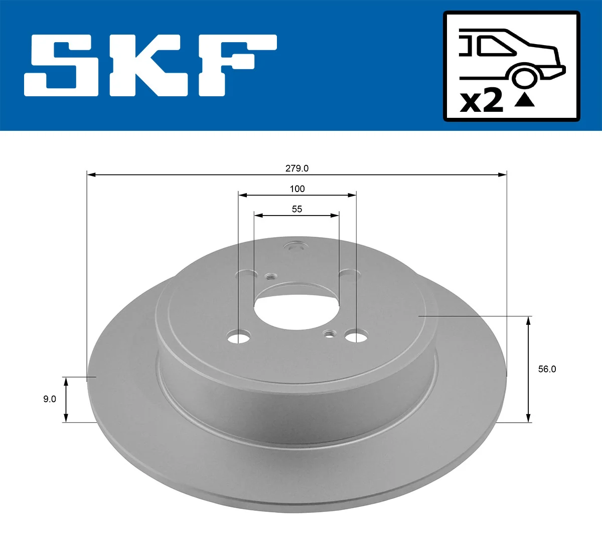 Disque de frein SKF VKBD 90552 S2