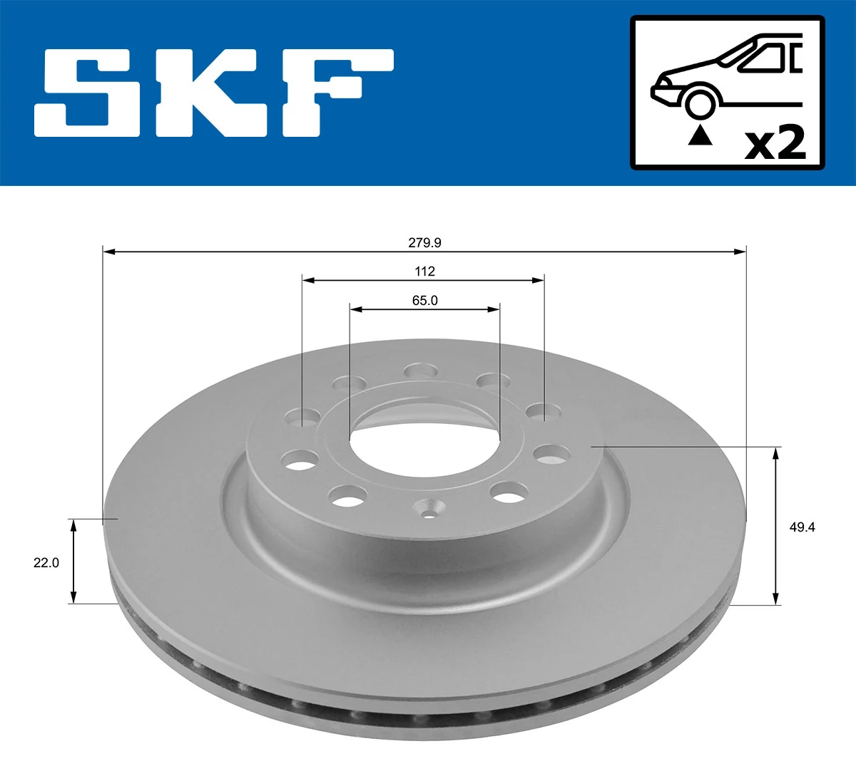 Disque de frein SKF VKBD 80012 V2
