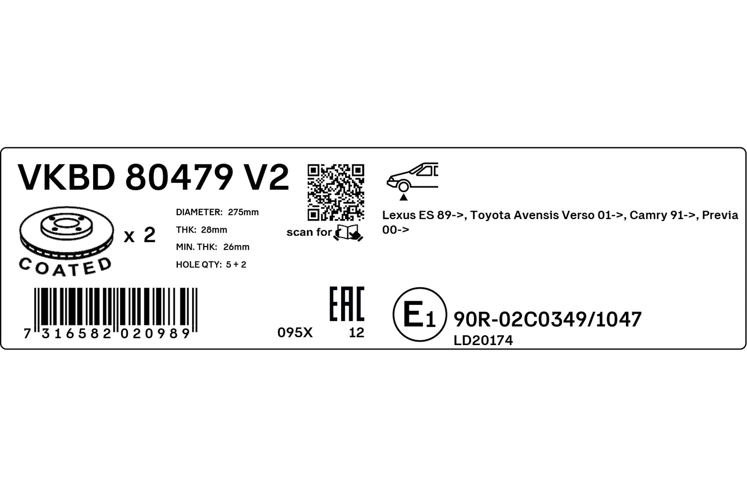 Disque de frein SKF VKBD 80479 V2
