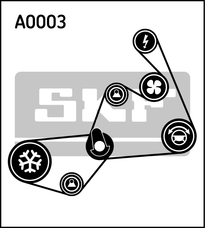 Jeu de courroies trapézoïdales à nervures SKF VKMAF 31020-1
