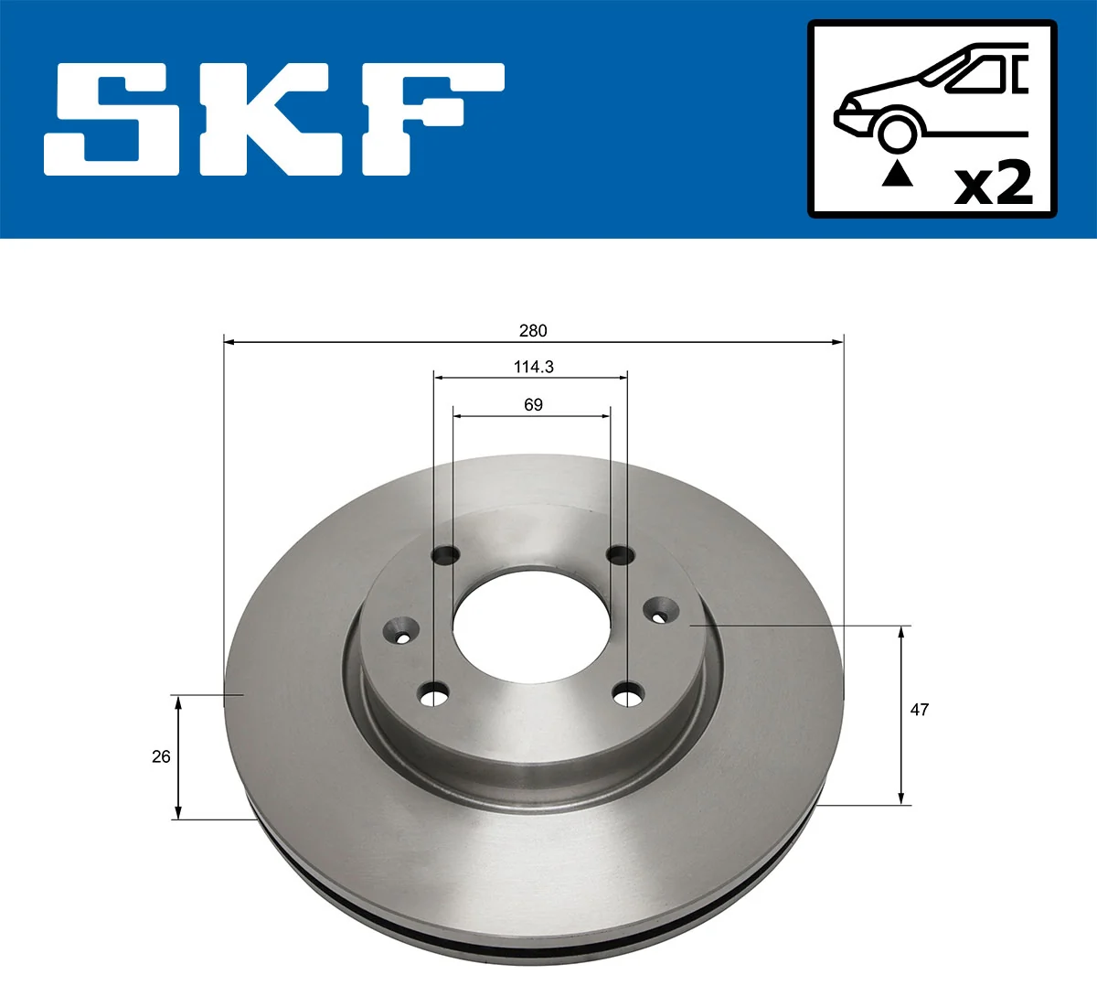 Disque de frein SKF VKBD 80703 V2