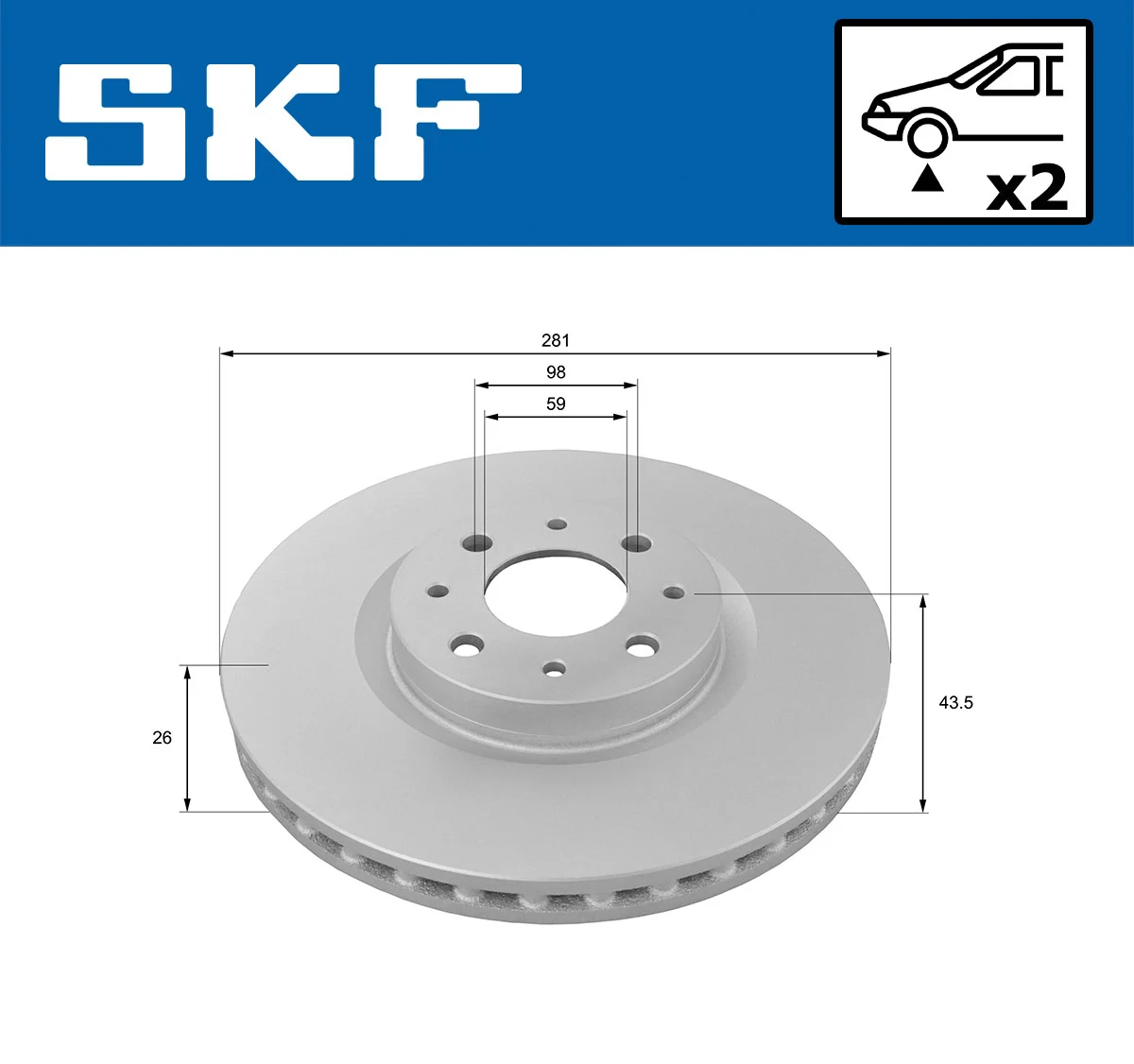 Disque de frein SKF VKBD 80225 V2