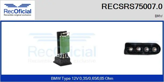 Resistor, interior blower