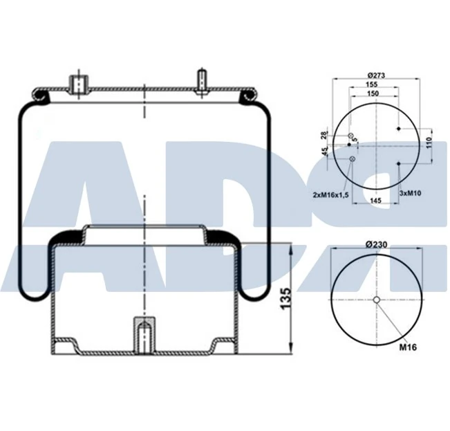 Soufflet de suspension, suspension pneumatique