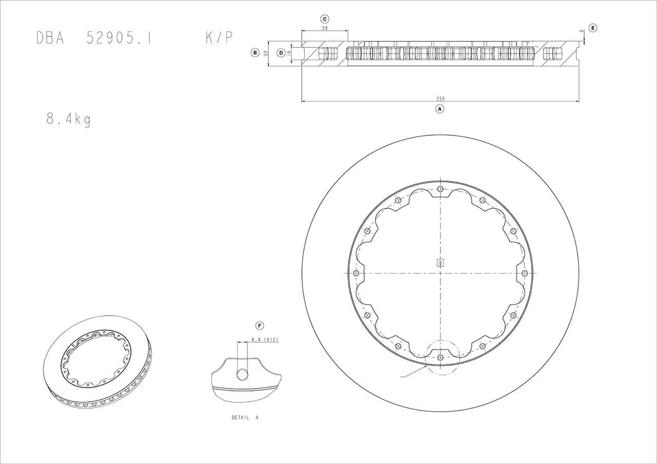 Disque de freins de haute performance DBA Australia DBA52905.1S