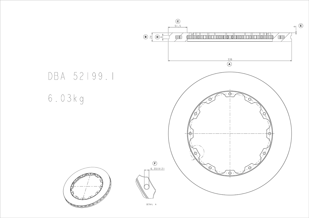 Disque de freins de haute performance DBA Australia DBA52199.1S