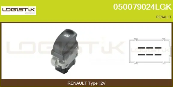 PRZEŁĄCZNIK PODNOŚNIKA SZYBY RENAULT CLIO III (05- ), MODUS (04- ), TWINGO II (07- )