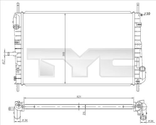 Radiateur, refroidissement du moteur TYC 710-0047