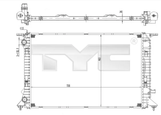 Radiateur, refroidissement du moteur TYC 702-0036