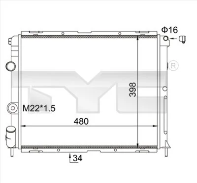Radiateur, refroidissement du moteur TYC 728-0012-R