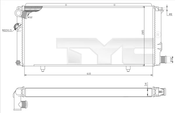 Radiateur, refroidissement du moteur TYC 726-0014-R