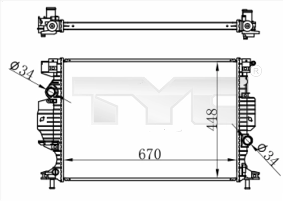 Radiateur, refroidissement du moteur TYC 710-0060