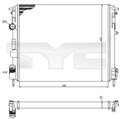 Radiateur, refroidissement du moteur TYC 728-0053