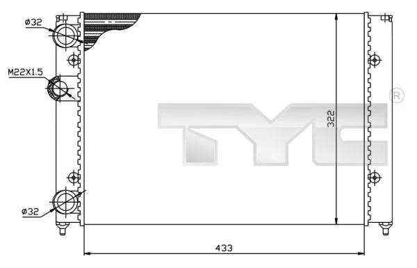 Radiateur, refroidissement du moteur TYC 737-0039