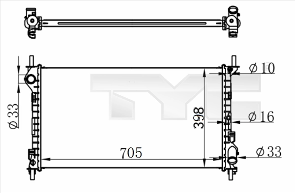 Radiateur, refroidissement du moteur TYC 710-0068-R