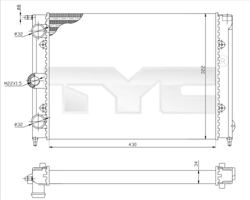 Radiateur, refroidissement du moteur TYC 737-0050