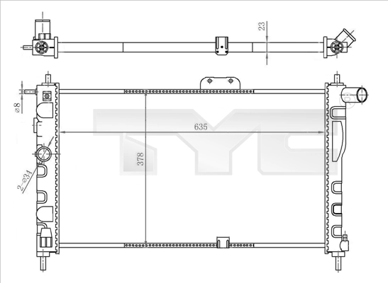 Radiateur, refroidissement du moteur TYC 706-0018