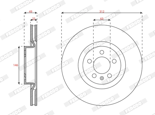 Disque de frein FERODO DDF3080C