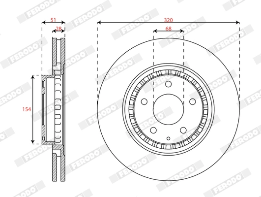 Disque de frein FERODO DDF3070C
