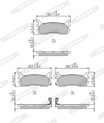 Kit de plaquettes de frein, frein à disque FERODO FDB1012
