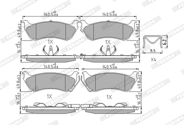 Kit de plaquettes de frein, frein à disque FERODO FDB1401