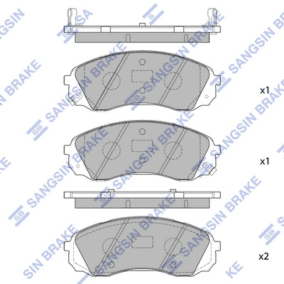 SANGSIN SP1238 — Колодка гальм. диск. KIA H1 2.5CRDI 16V 08.05 - KIA CARNIVAL 2.7I 24V 06.06 - передн. (вир-во SANGSI