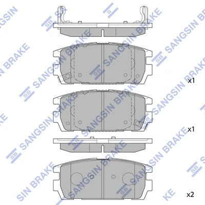 SANGSIN SP1098 — Колодка гальм. диск. HYUNDAI TERRACAN 2.5, 2.9, 3.5 01- задн. (вир-во SANGSIN)