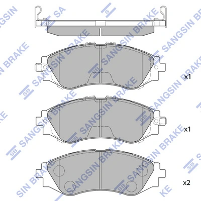 SANGSIN SP1102 — Колодка гальм. диск. DAEWOO LEGANZA 2.0 97-02 передн. (вир-во SANGSIN)