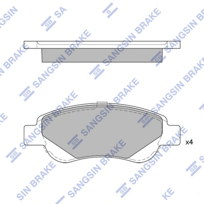SANGSIN SP1750 — Колодка гальм. диск. CITROEN C1 II 14 - передн. (вир-во SANGSIN)