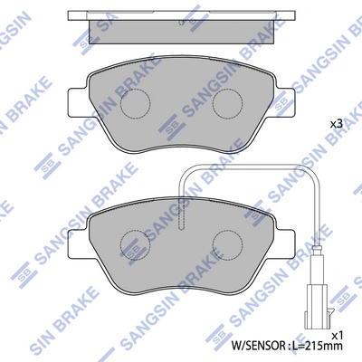 SANGSIN SP1201 — Колодка гальм. диск. FIAT FIAT DOBLO передн. (вир-во SANGSIN)