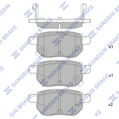 SANGSIN SP2094 — Колодка гальм. диск. TOYOTA AURIS, CRUISER, YARIS 1.0I-1.8I 16V 07.01 - задн. (вир-во SANGSIN)