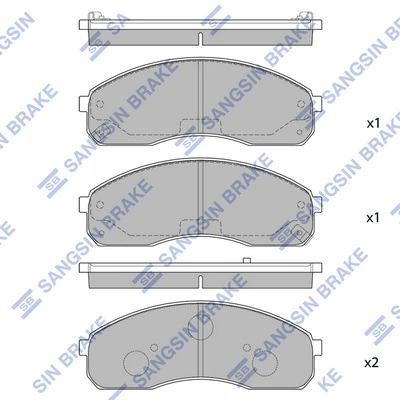 SANGSIN SP1116 — Колодка гальм. диск. KIA CARNIVAL 2.5 V6, 3.5 V6, 2.9CRDI 00-03 передн. (вир-во SANGSIN)