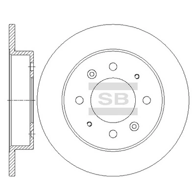 SANGSIN SD2041 — Диск гальмівний KIA CERATO SALOON (LD) 1.6, 2.0 1.5, 1.6,2.0 задн. (вир-во SANGSIN)