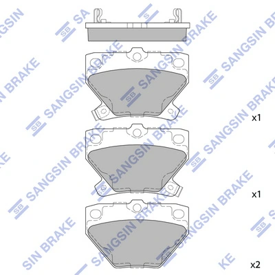 SANGSIN SP2044 — Колодка гальм. диск. TOYOTA YARIS 1.0 16V, 1.3 16V, 1.5TS, 1.5VVT-I 99-05 задн. (вир-во SANGSIN)
