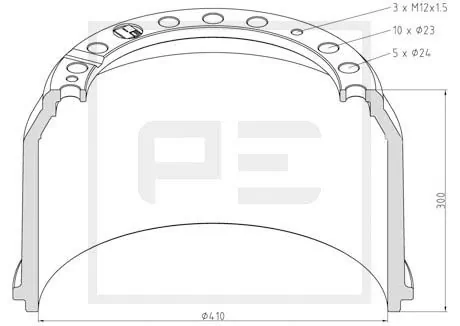 Tambour de frein PE Automotive 036.403-00A