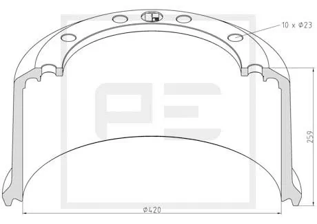 Tambour de frein PE Automotive 046.425-00A