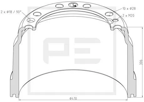Tambour de frein PE Automotive 146.137-00A