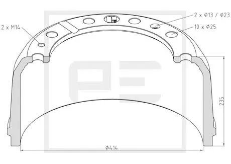 Tambour de frein PE Automotive 156.002-00A