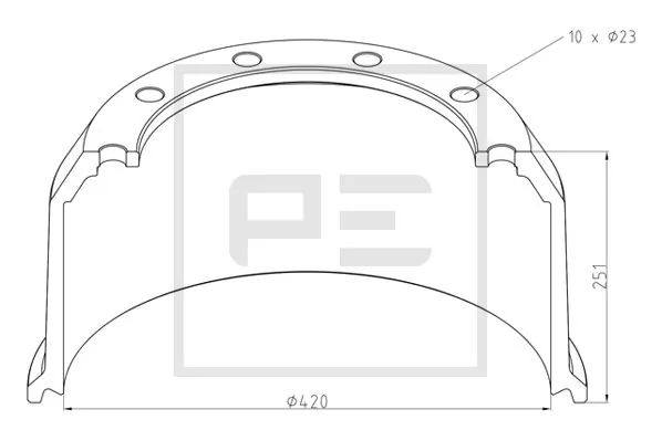 Tambour de frein PE Automotive 046.831-00A