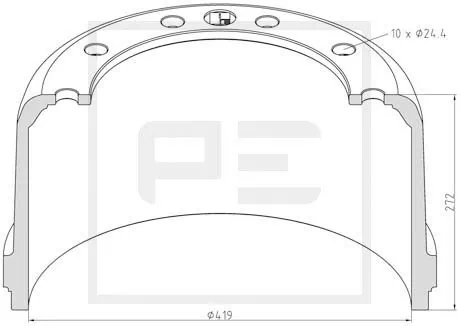 Tambour de frein PE Automotive 266.539-00A