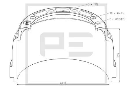 Tambour de frein PE Automotive 126.089-00A
