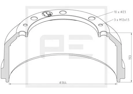 Tambour de frein PE Automotive 016.466-00A