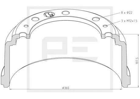 Tambour de frein PE Automotive 036.417-00A