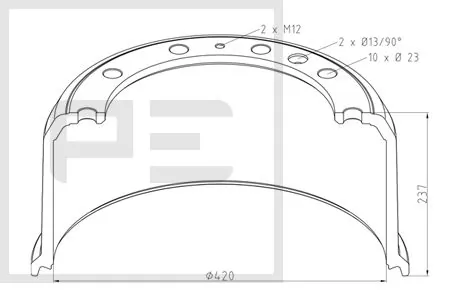 Tambour de frein PE Automotive 046.687-00A