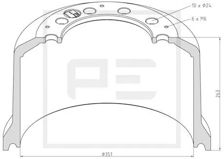 Tambour de frein PE Automotive 266.595-00A